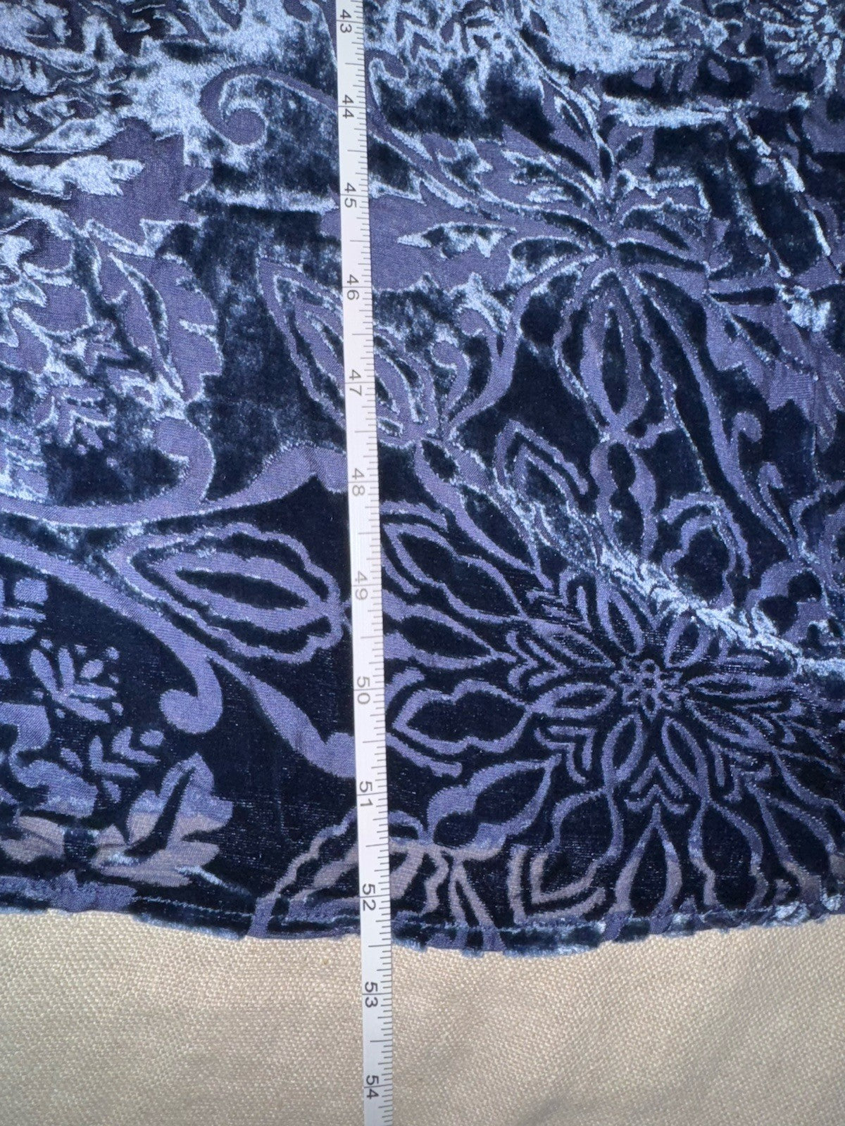 Johnny Was 3X Midnight Blue Velvet Burnout Shift MIDI Dress Lightweight Cool Johnny Was