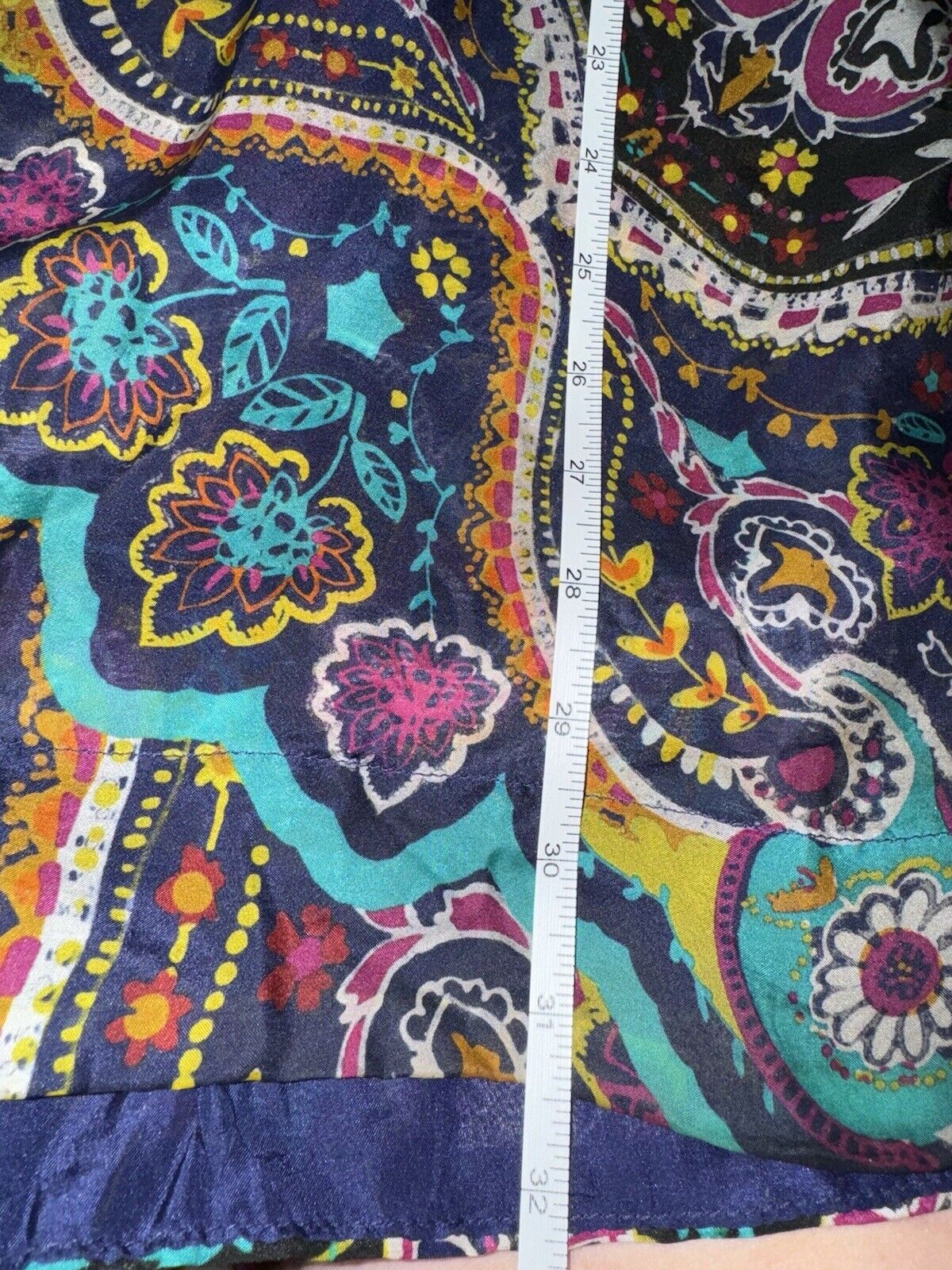 Johnny Was 100% Silk Kimono XL 1X Embroider Jewel Tone Pockets STUNNING