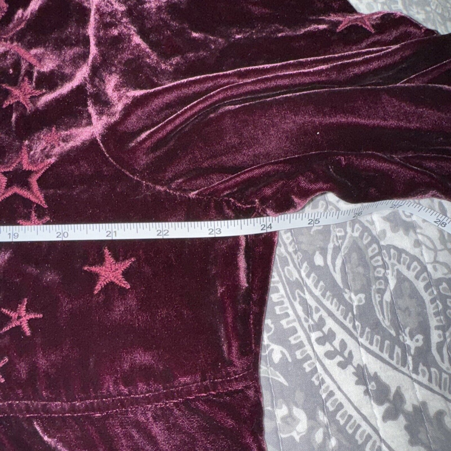 Johnny Was Burgandy Wine Velvet & Embroidered Tunic Top Kimono Sz XXL