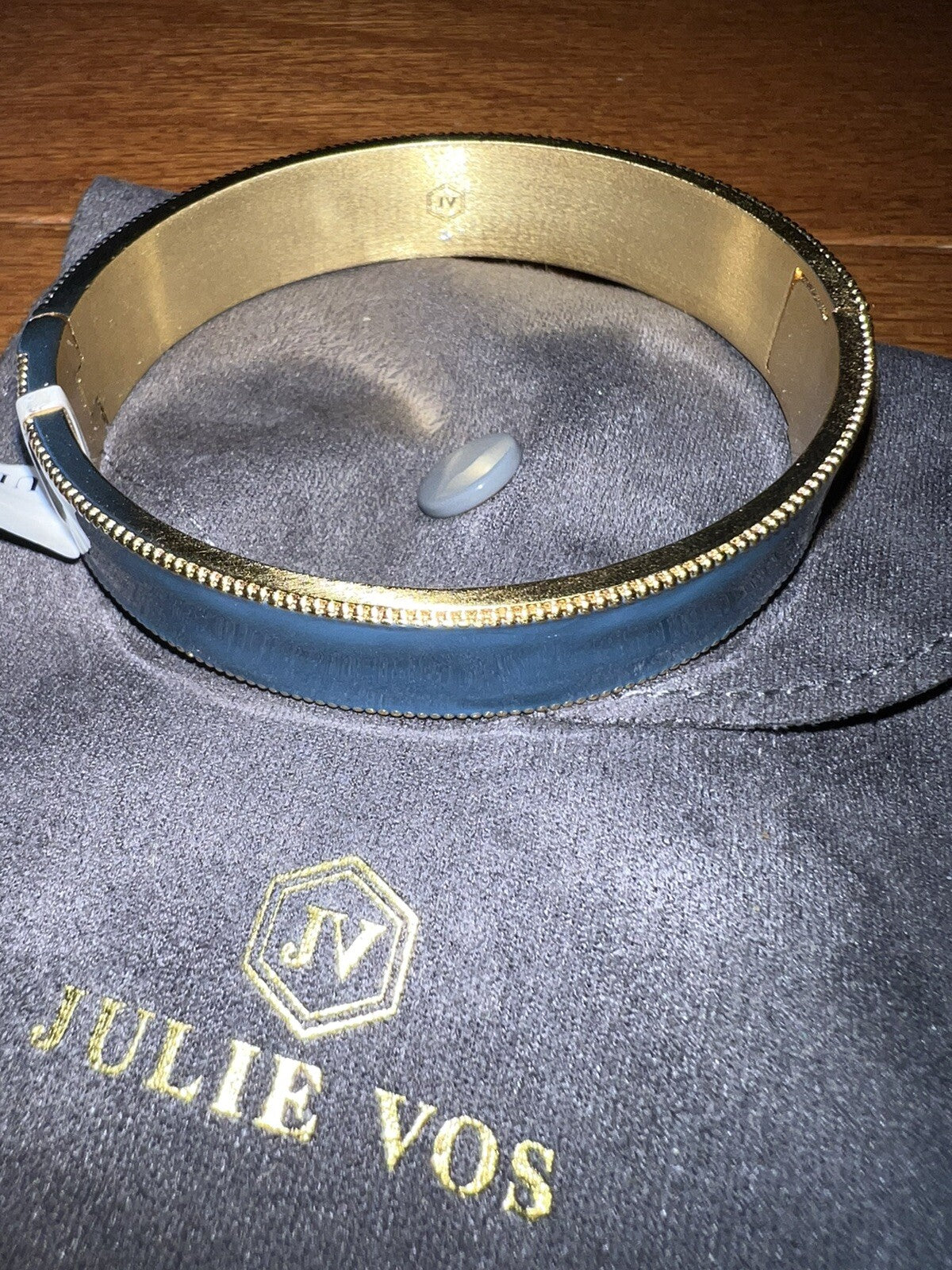 Julie Vos Enamel Hinge Bangle Bracelet in a Beautiful Blue Julie Vos