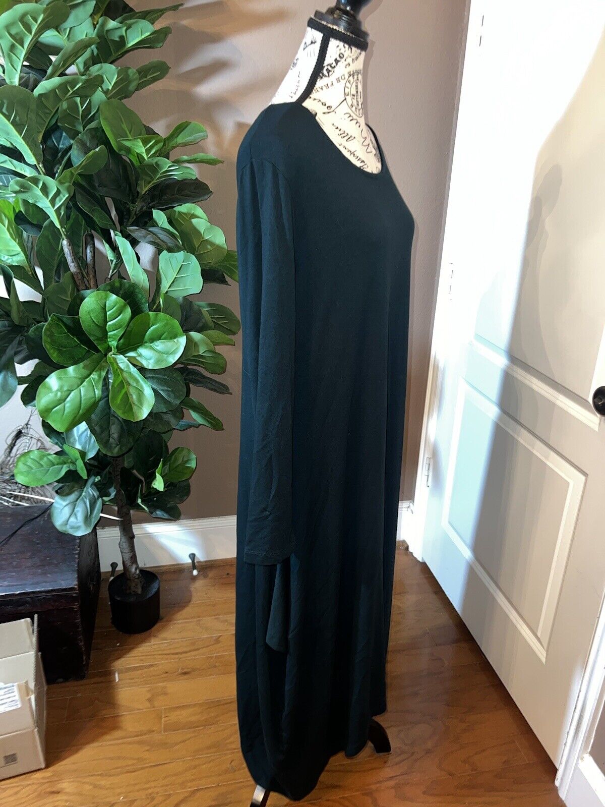 Bryn Walker Green Dolman Sleeve Maxi Dress Batwing L Large  MSRP $198