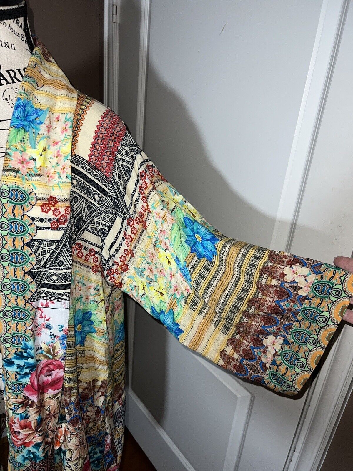 Johnny Was Patchwork Floral Kimono Sz XL 1X Soft & Flowy Wrap Jacket Top