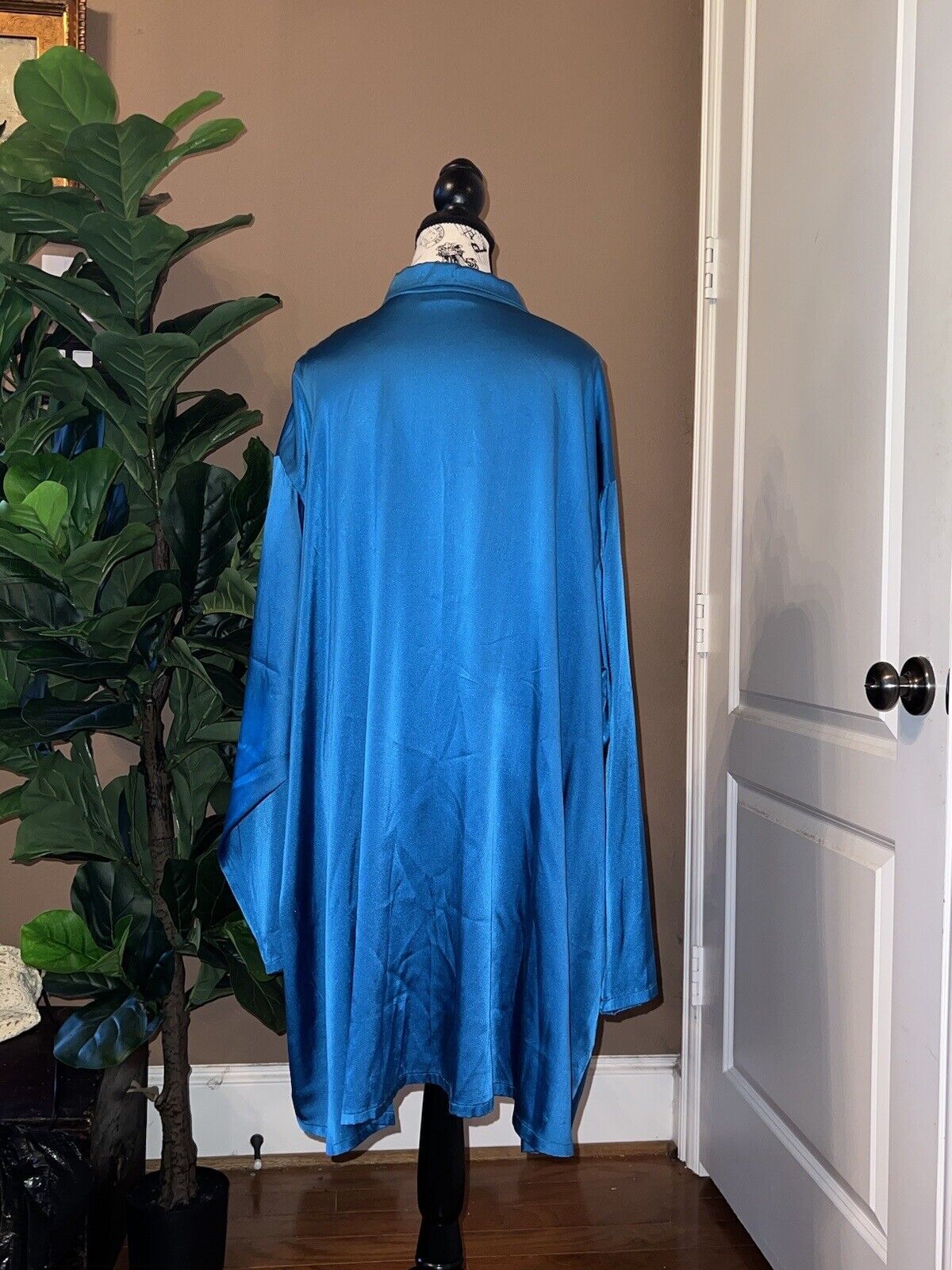 Bryn Walker Blue Silk 3x Dress Shirt Long Sleeve Button Up Tunic Top