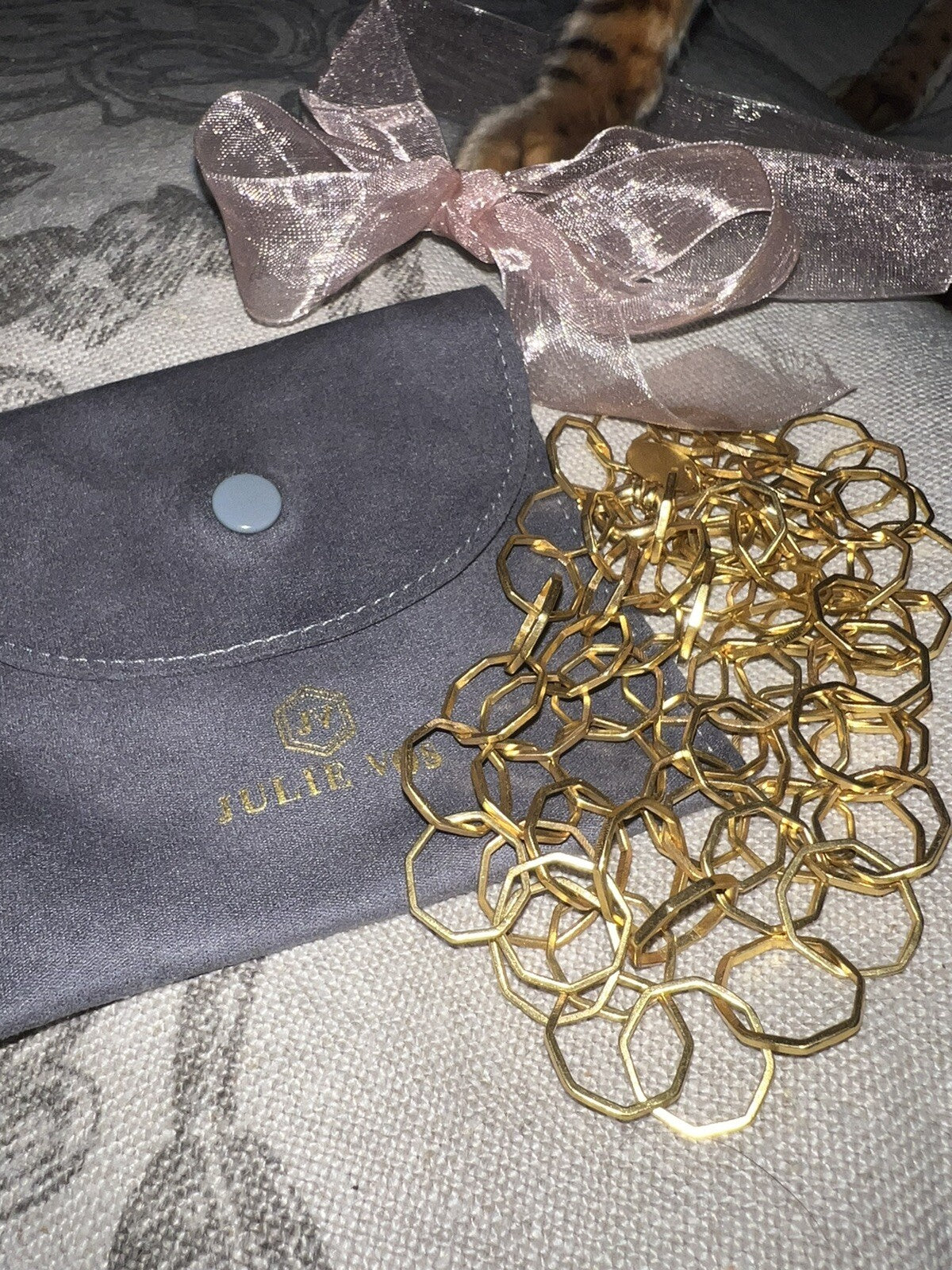 Julie Vos HONEYCOMB Link Necklace ADJUSTABLE 24k Gold Plate   Wow! RARE Julie Vos