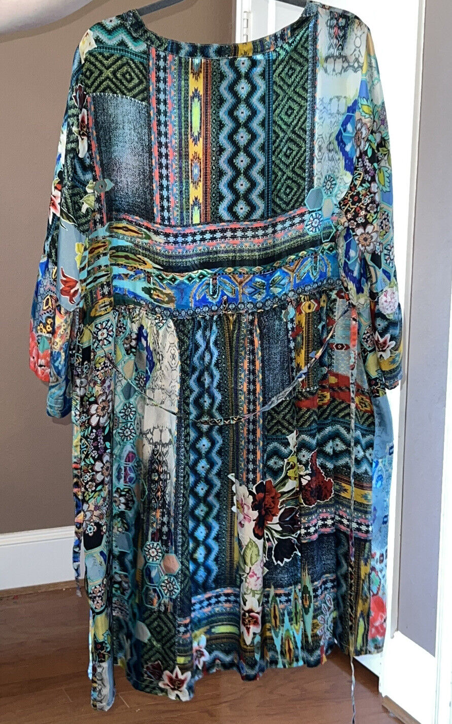 Johnny Was Babydoll Dress Tunic Kimono Sz XL  100% Silk