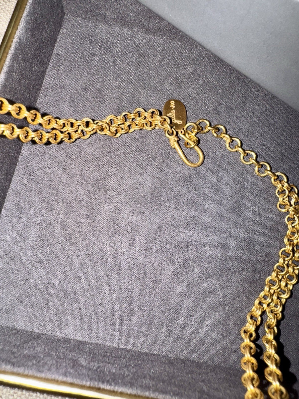 Julie Vos Double Strand Coin Medallion & Smokey Brown 24k Gold Plated Necklace Julie Vos