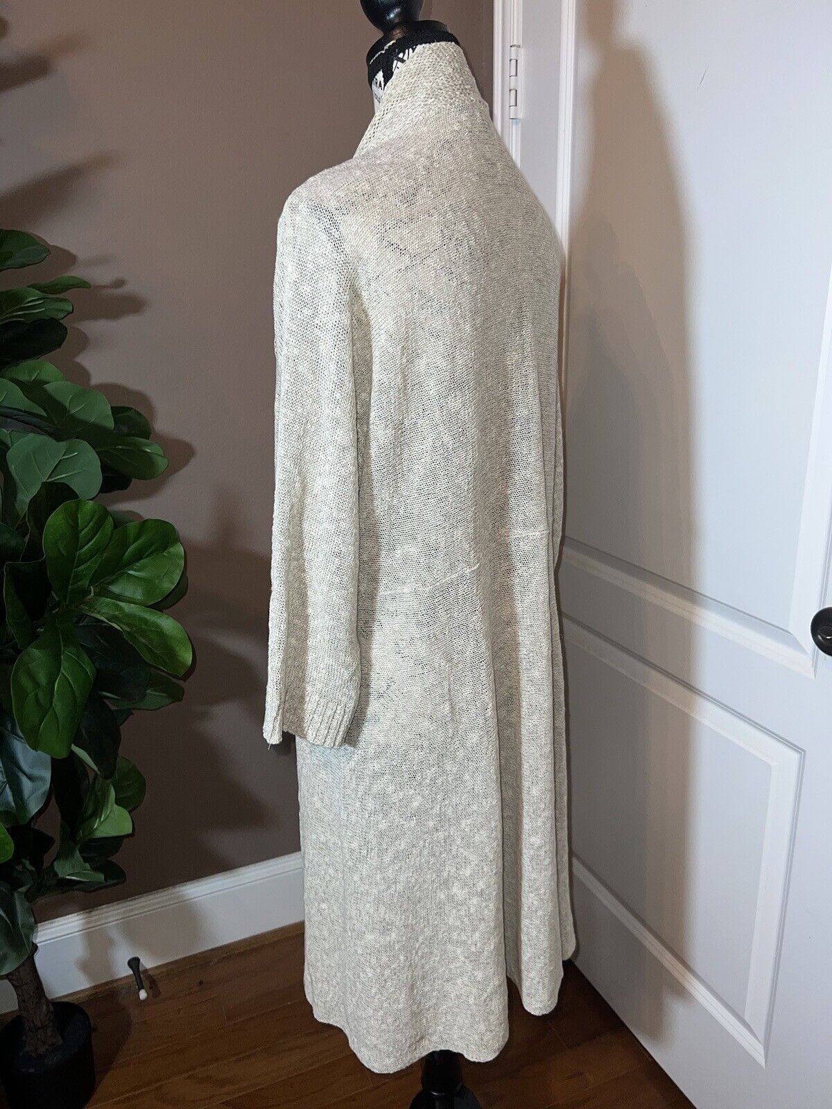 Eileen Fisher XL Natural Linen Color Cardigan Sweater Kimono