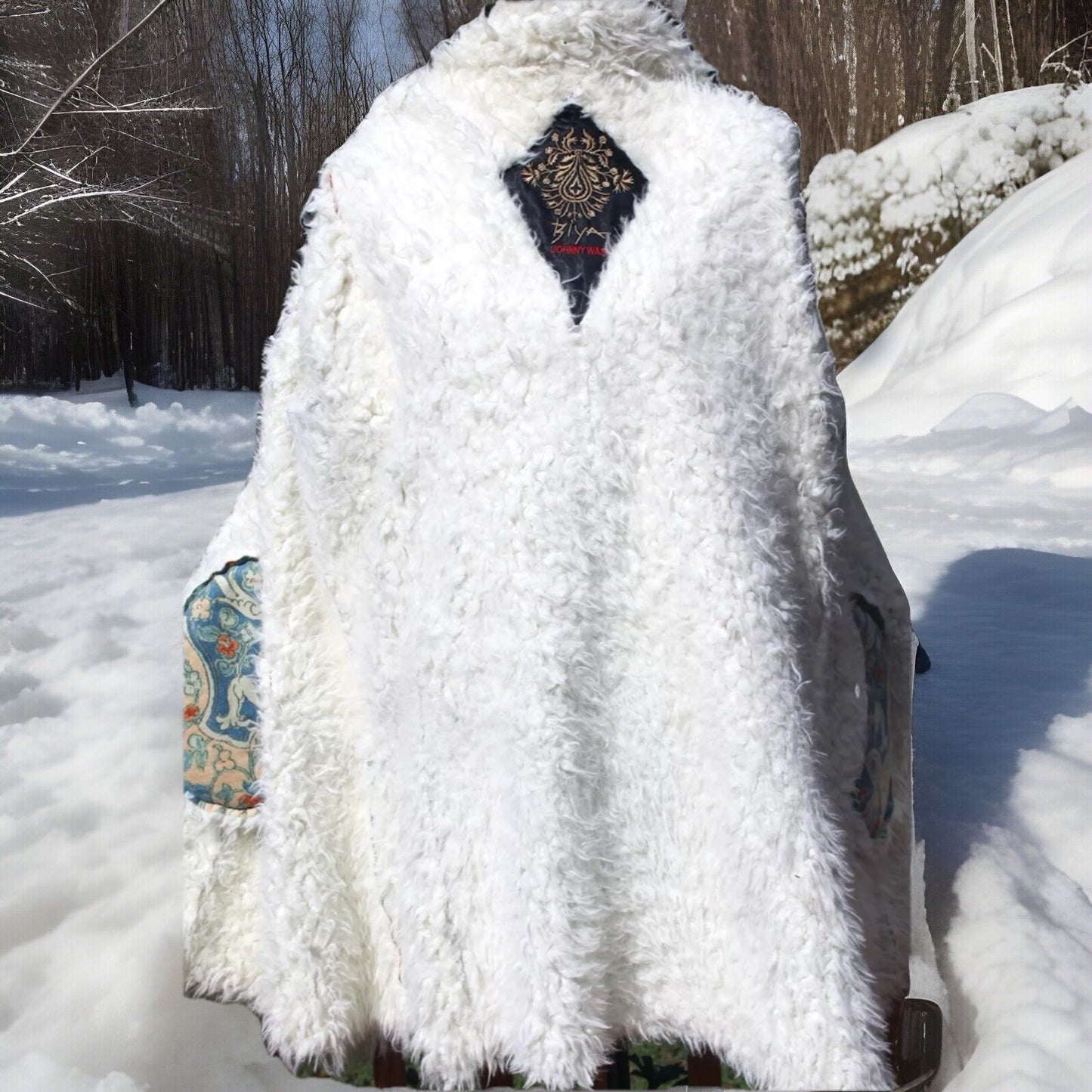 Johnny Was M Medium Sherpa Fur & Faux Suede Coat Jacket Zipper Pockets Johnny Was