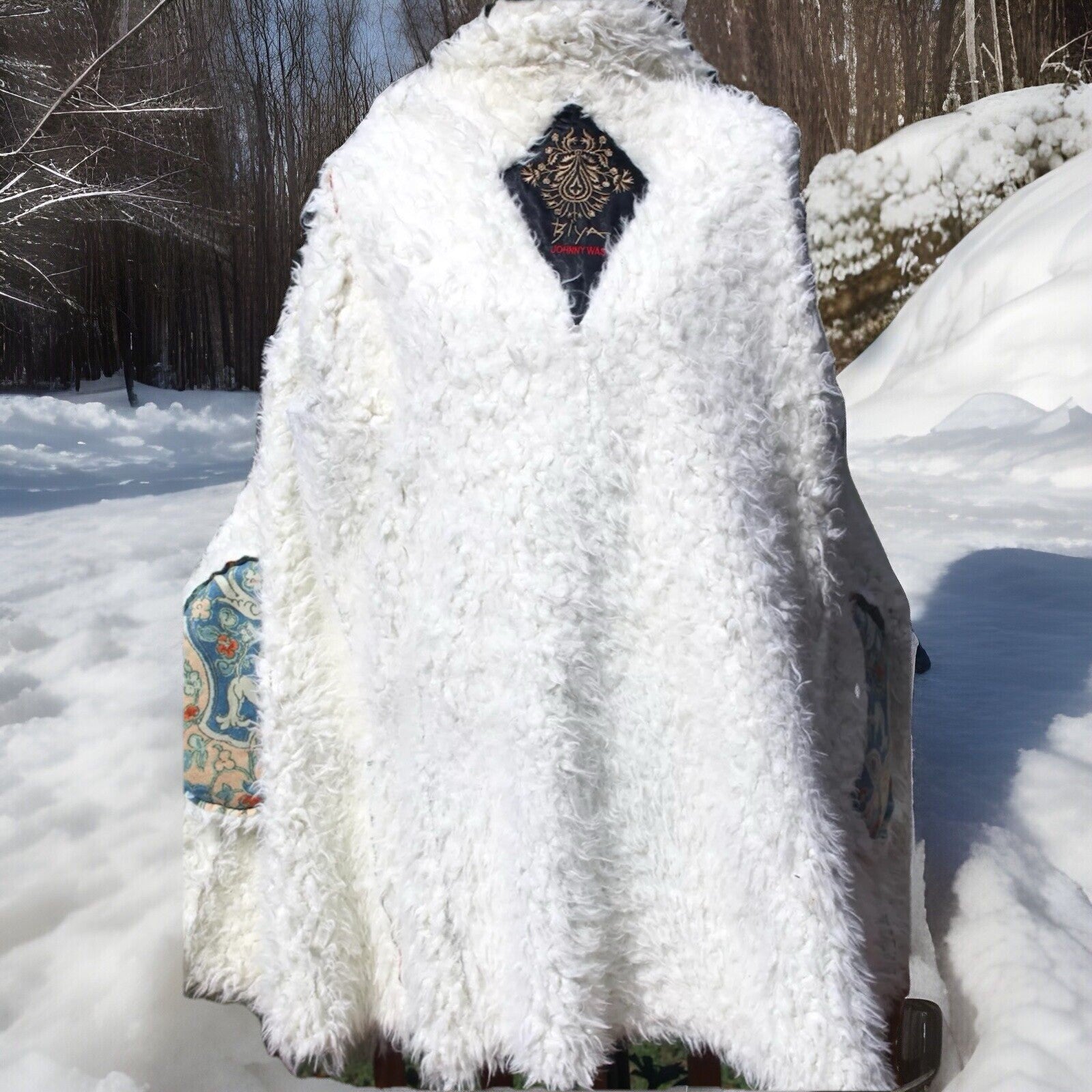 Johnny Was M Medium Sherpa Fur & Faux Suede Coat Jacket Zipper Pockets Johnny Was