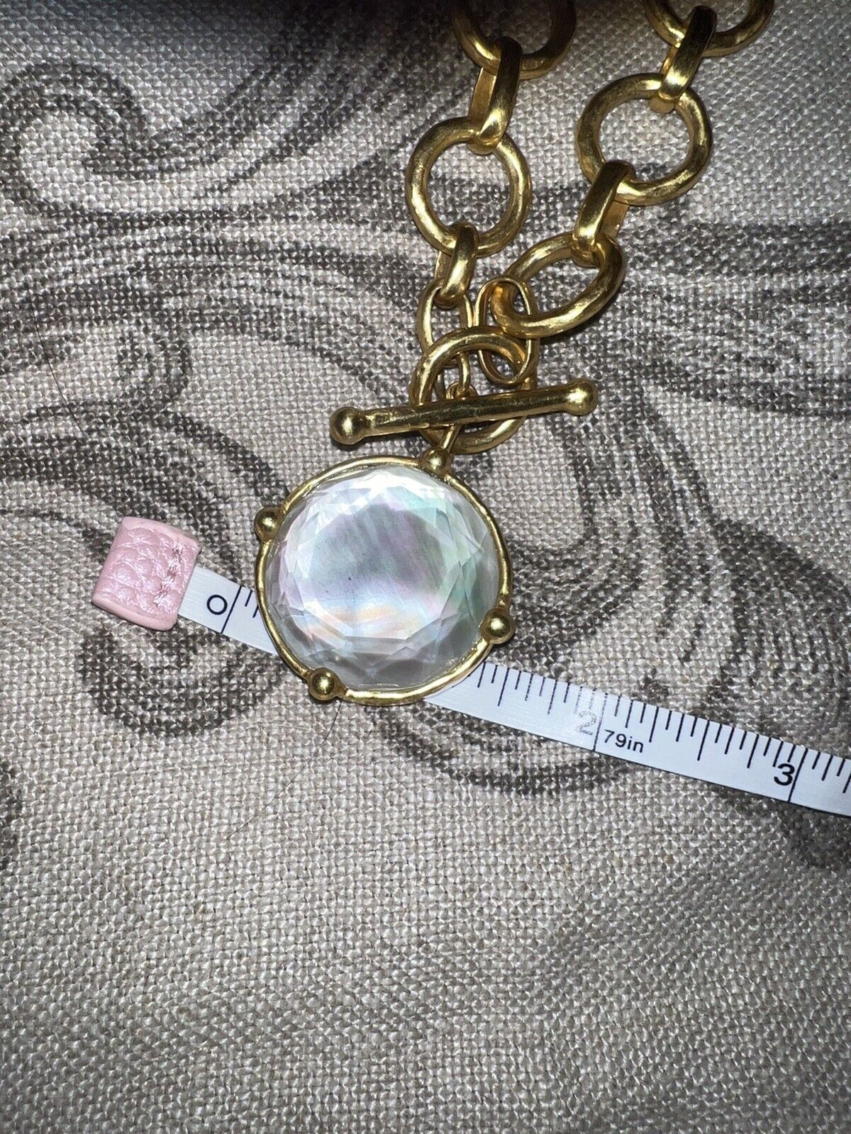 Julie Vos Clear White Crystal Statement Toggle Link Necklace Pendant Bee 19”NWOT