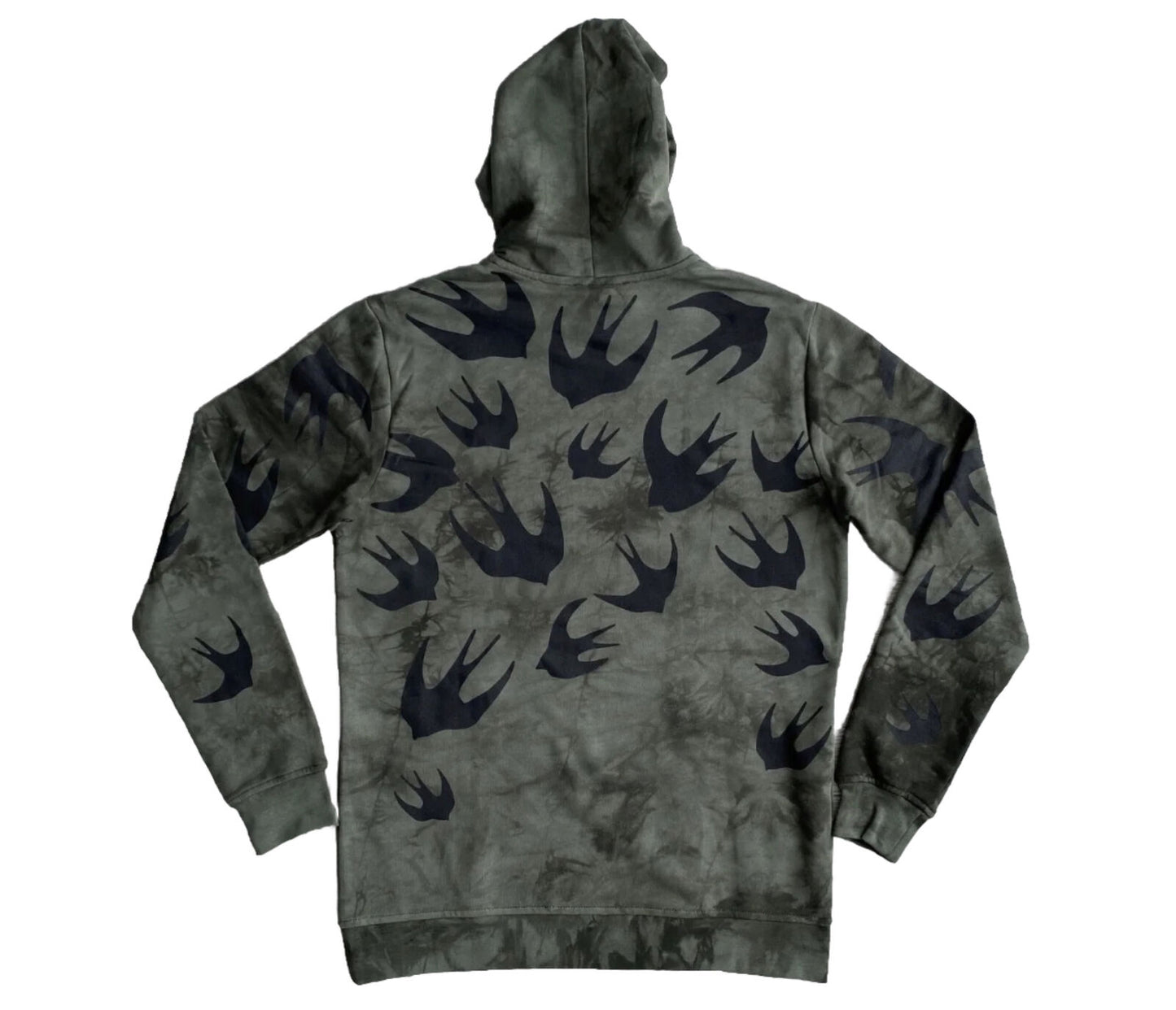 McQ Alexander McQueen Green Tie-Dye Swallows Hoodie Sweatshirt Swarm NWOT $440