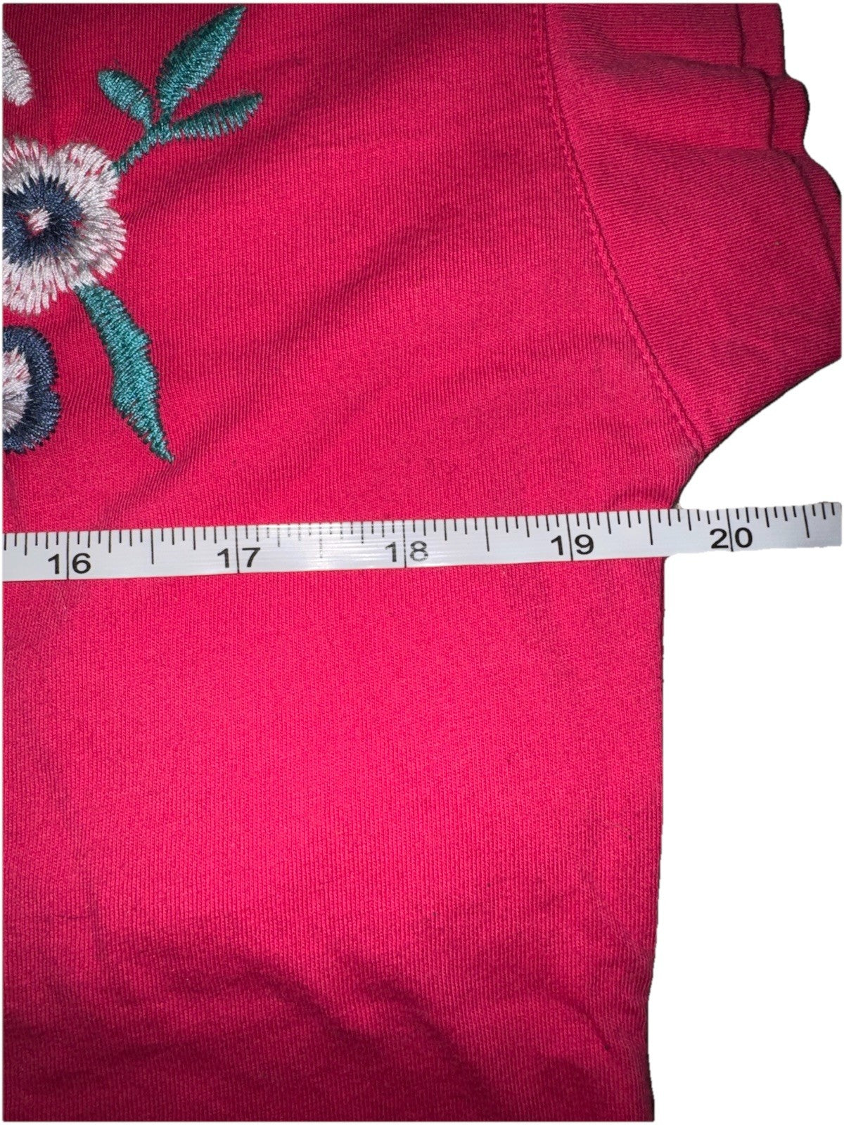 Johnny Was S Small Pink Cap Sleeve Tee T-Shirt Embroidered Bohemian *FLAWS* READ Johnny Was