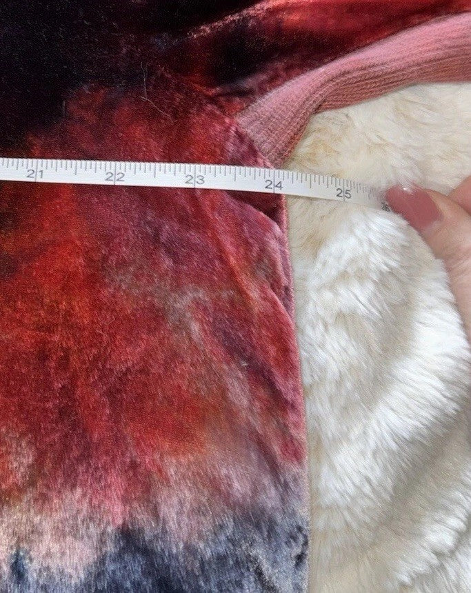 Johnny Was L Large Black & Red Velvet Hoodie Pullover Sweatshirt Tunic Top WARM Johnny Was