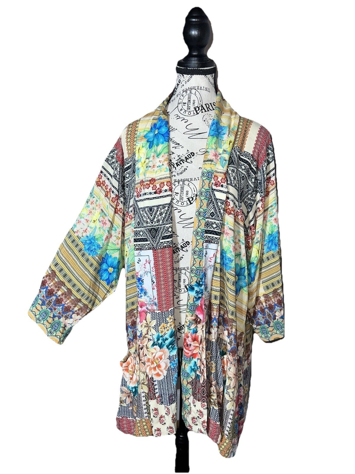 Johnny Was XL Patchwork Floral Kimono Cardigan Soft & Flowy Wrap Jacket Top Johnny Was