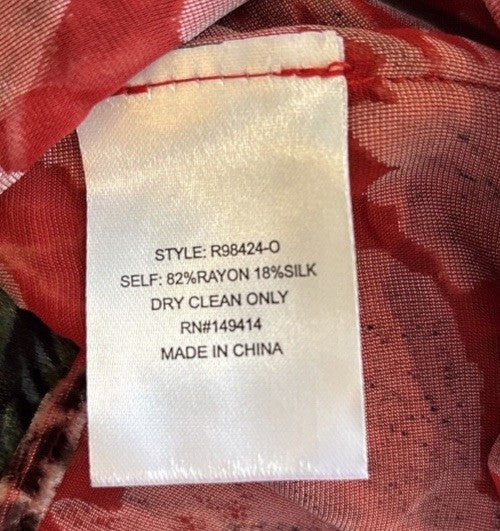 Johnny Was O/S Burnout Velvet Shawl Wrap Red Beaded Trim Bohemian Luxury Johnny Was