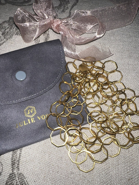 Julie Vos HONEYCOMB Link Necklace ADJUSTABLE 24k Gold Plate   Wow! RARE Julie Vos