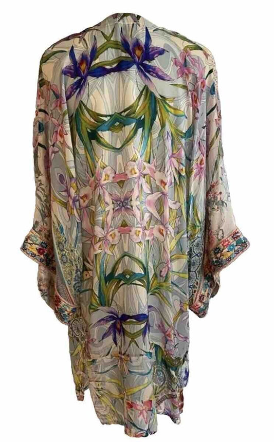 Johnny Was Silky Kimono Sz L   Beautiful Flowy Soft