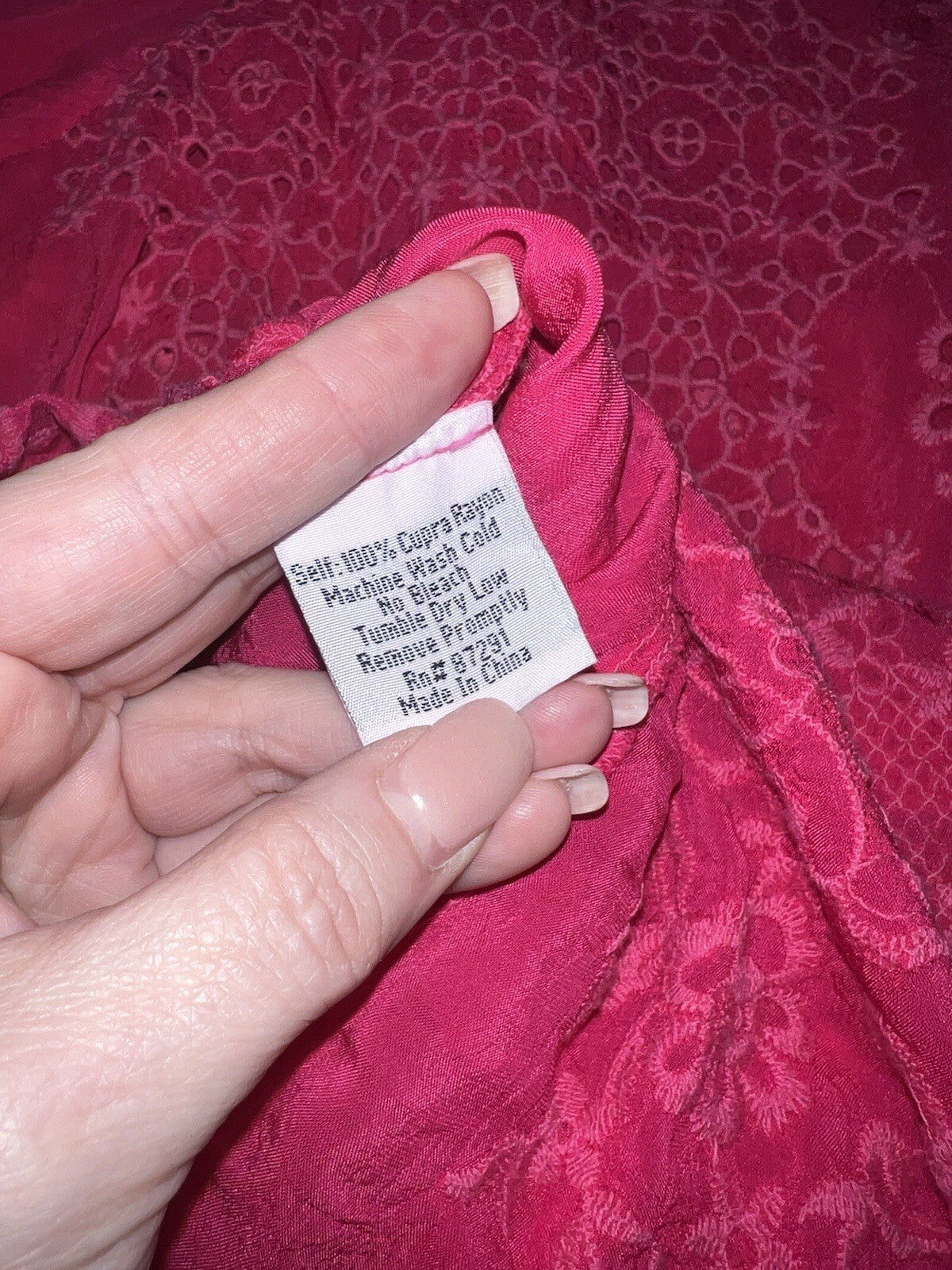 JOHNNY WAS XXL Hot Pink Tunic Top Eyelet Lace Blouse BOHO Shirt Lightweight Cool Johnny Was