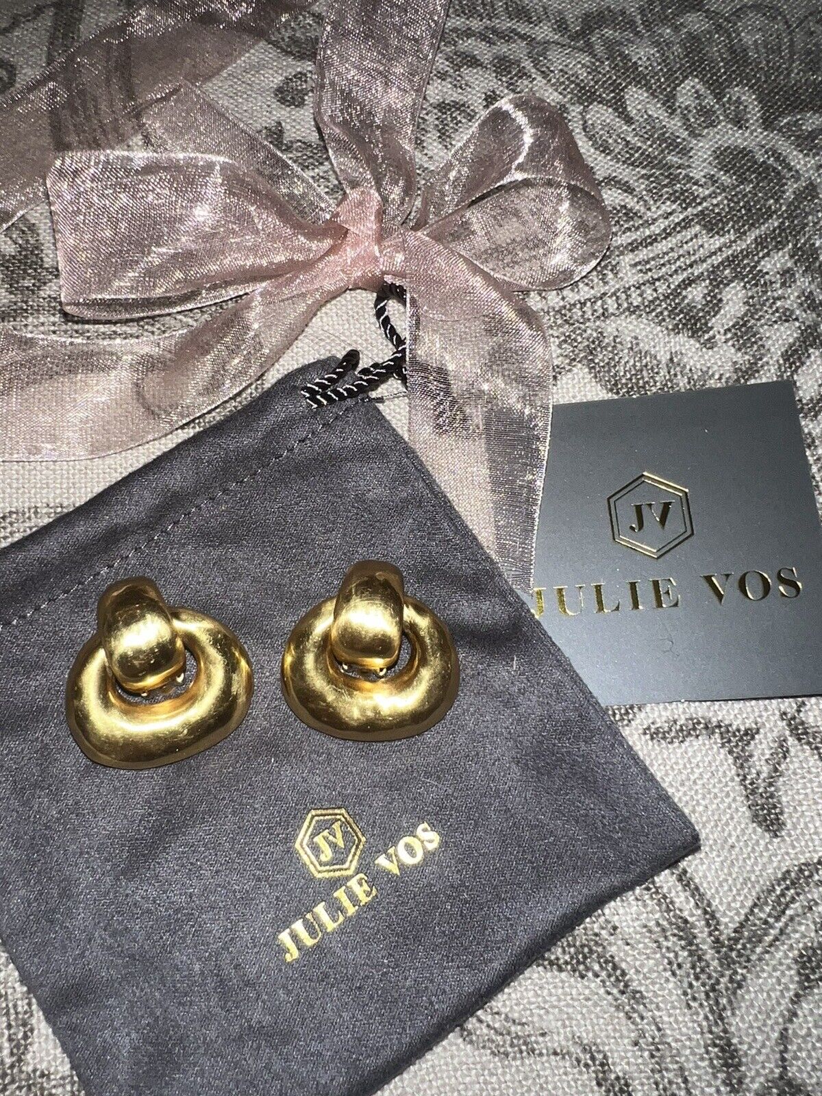 Julie Vos 24k Gold Plated Avalon Door Knocker Clip On Earrings