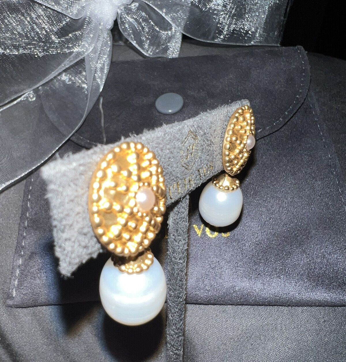 Julie Vos Real Pearl And 24k Gold Earrings Dangle Drop