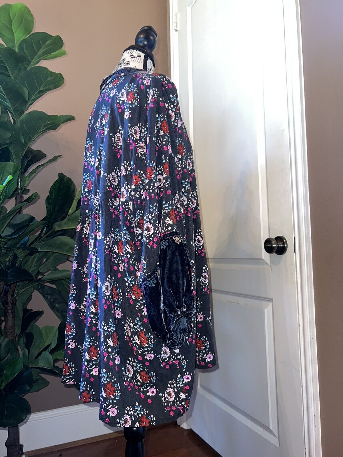 Johnny Was 2x 2xl Velvet Trimmed Tunic Top W/ Embroidery Kimono Sleeves