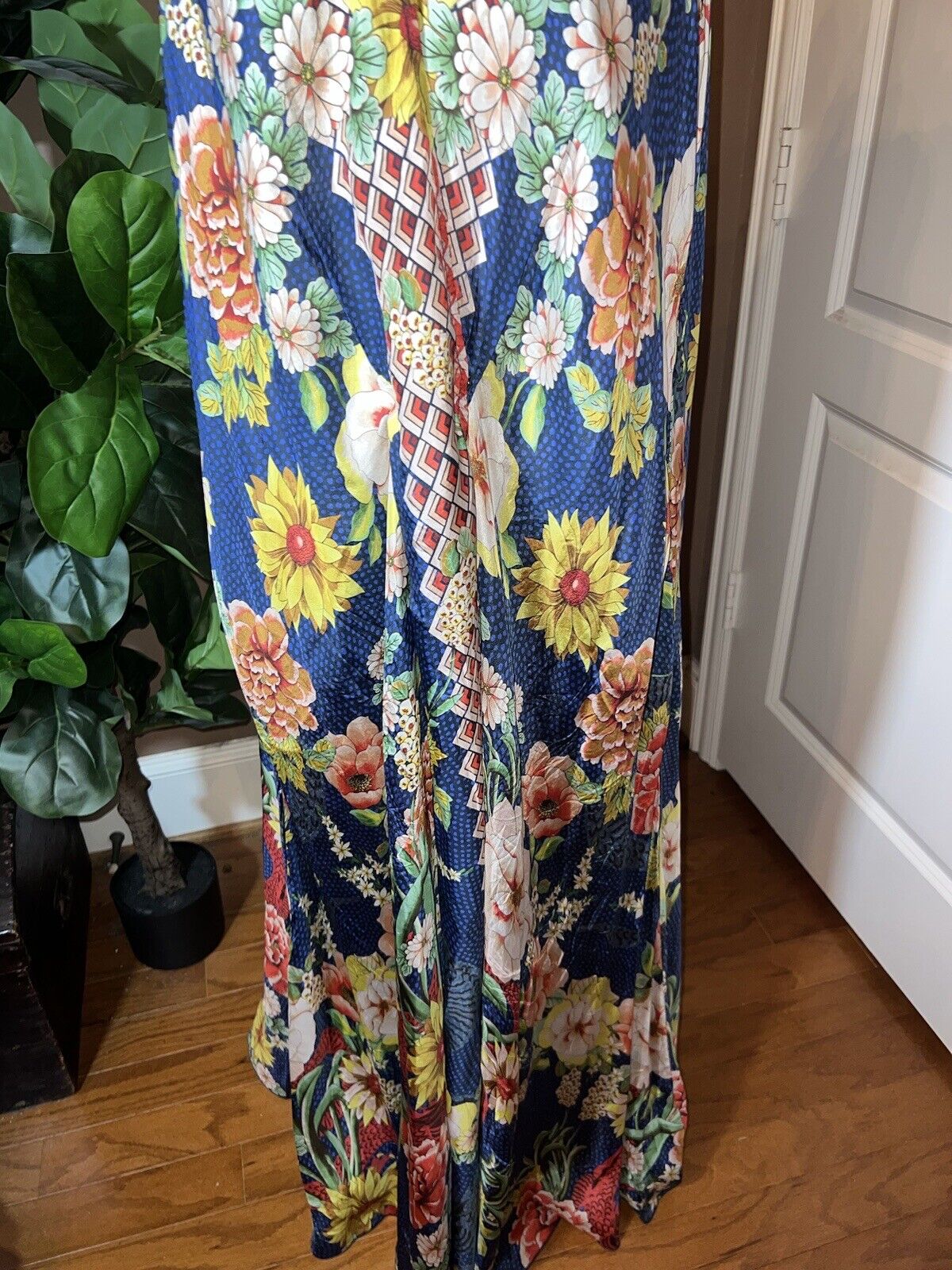 NEW Johnny Was 100% Silk Sz L Large Sleeveless Maxi Wrap Dress Long Flowy NWOT