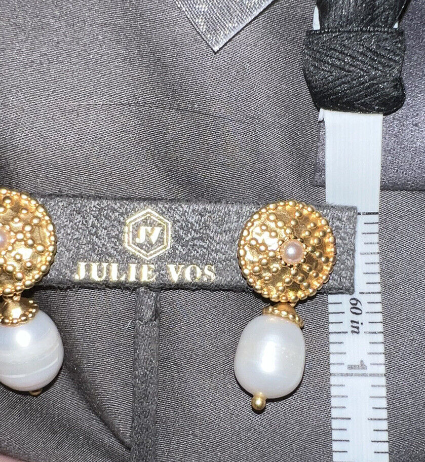 Julie Vos Real Pearl And 24k Gold Earrings Dangle Drop