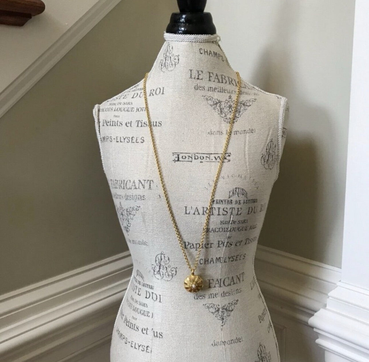 Julie Vos Pearl Statement Necklace Link & 3D Pendant 24k Plated $395 Retail Julie Vos