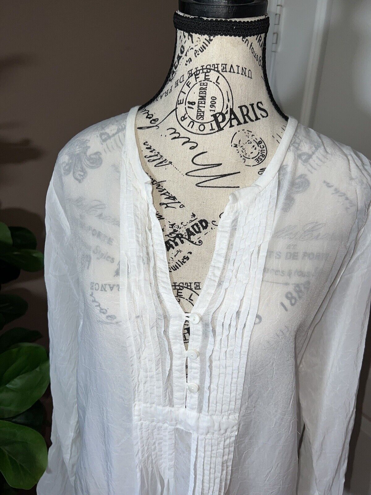 Johnny Was White Embroidered Silky Tunic Top Mini Dress M Medium Vintage Classic