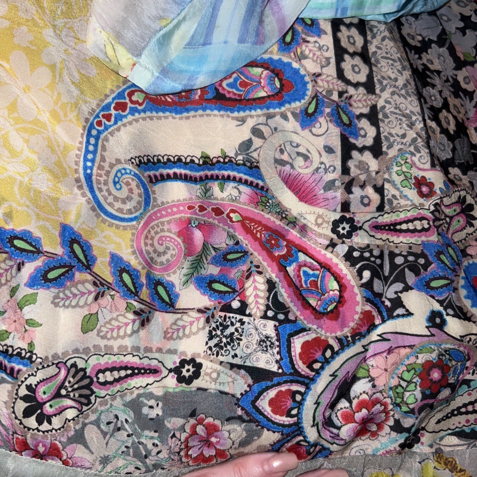 Johnny Was M 100% Silk Kimono Top Lightweight Cool Florals Pastels Cardigan Wrap Johnny Was