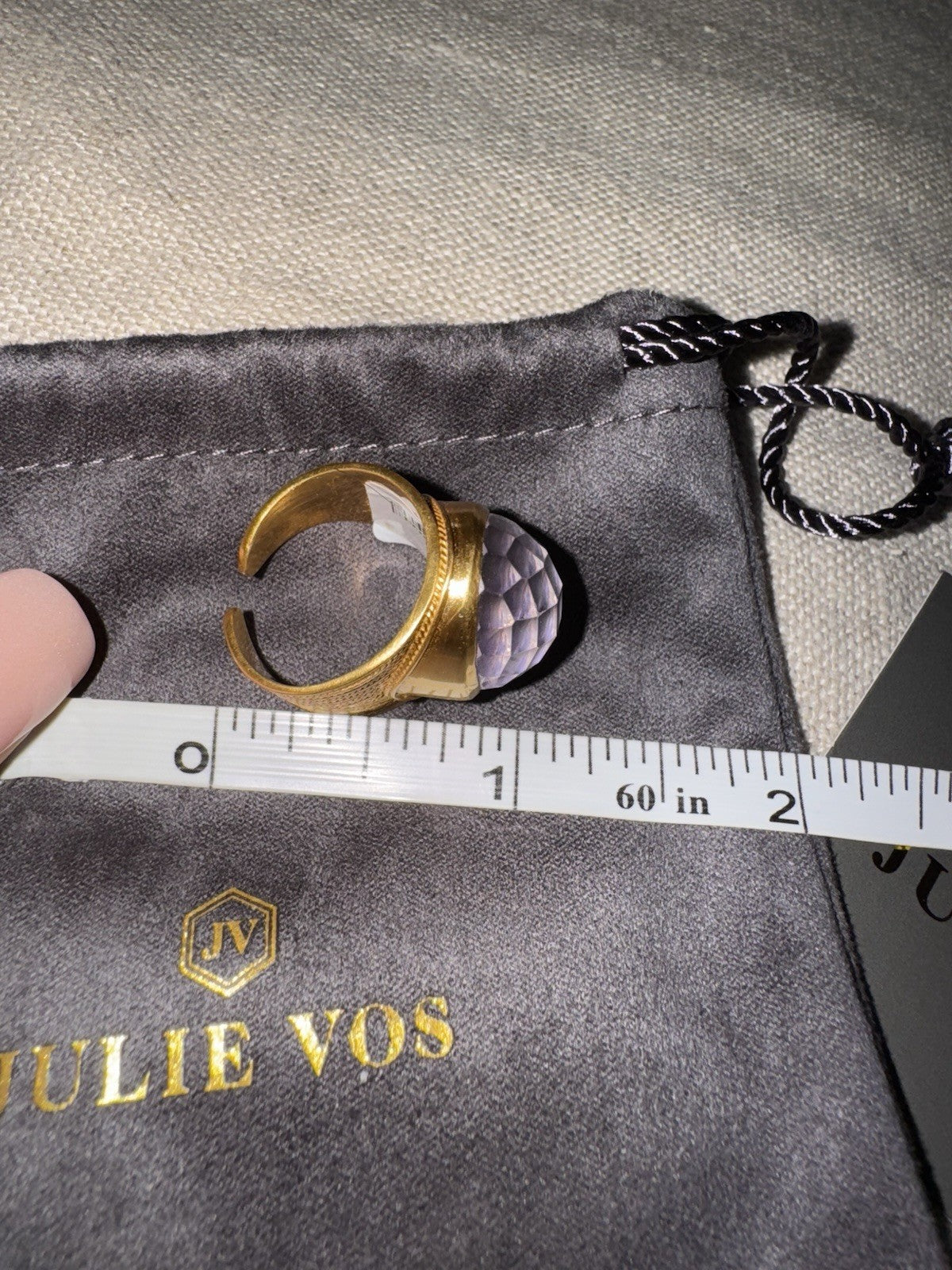 Julie Vos 7 Iridescent Heather Lavender Statement Ring ADJUSTABLE 24K Plated Julie Vos