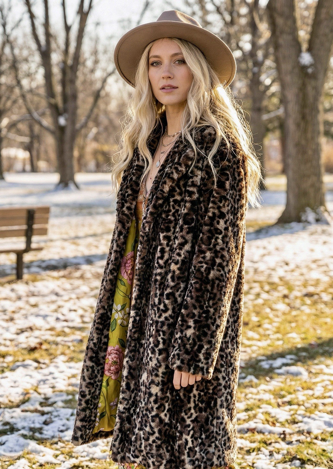 Johnny Was XL 1X Faux Fur & Silk Lined Leopard Animal Print Coat Jacket Wrap Johnny Was