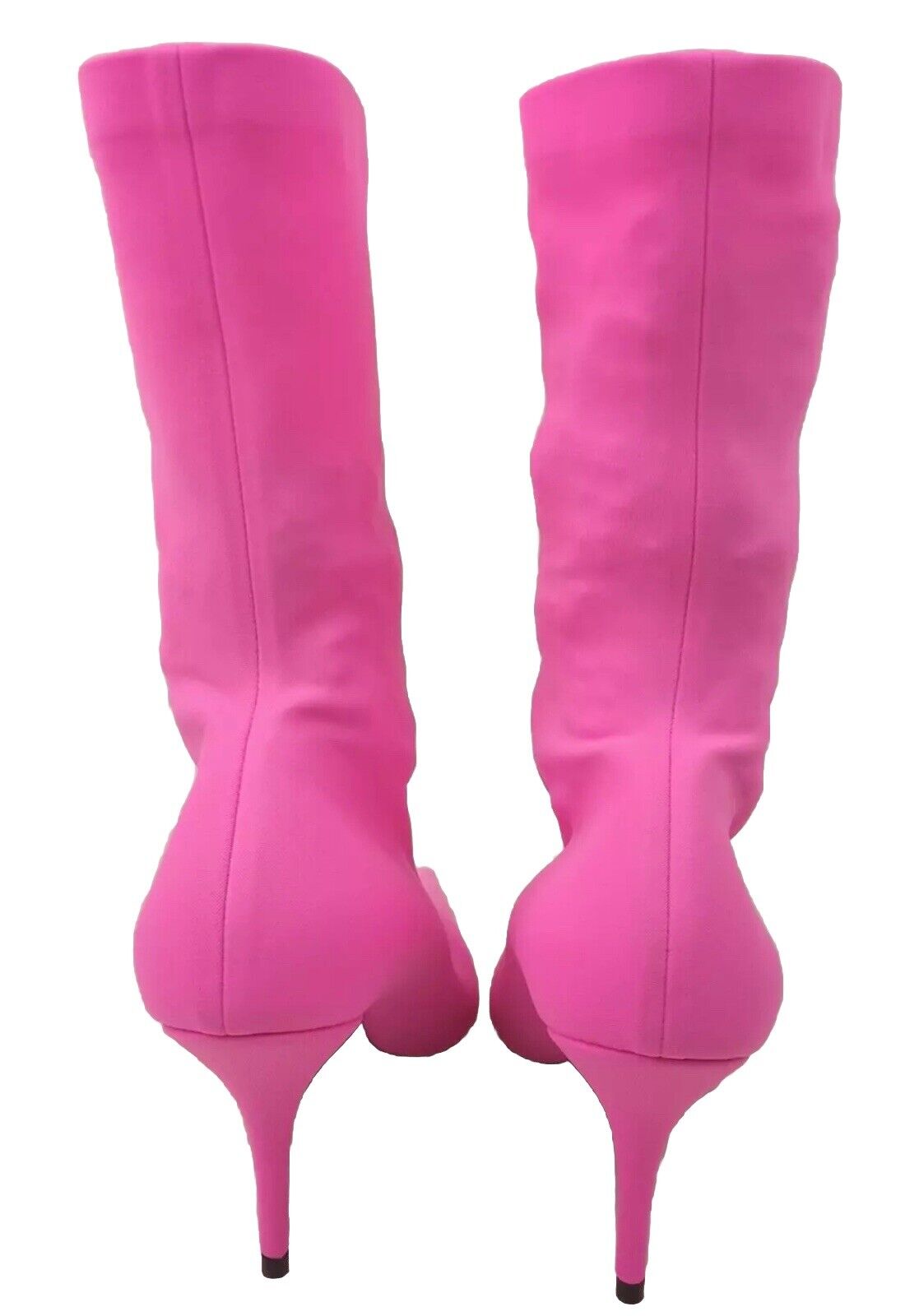 Balenciaga Knife Bootie Spandex Matt Fluo Pink Kitten Heel Boots EU 38.5