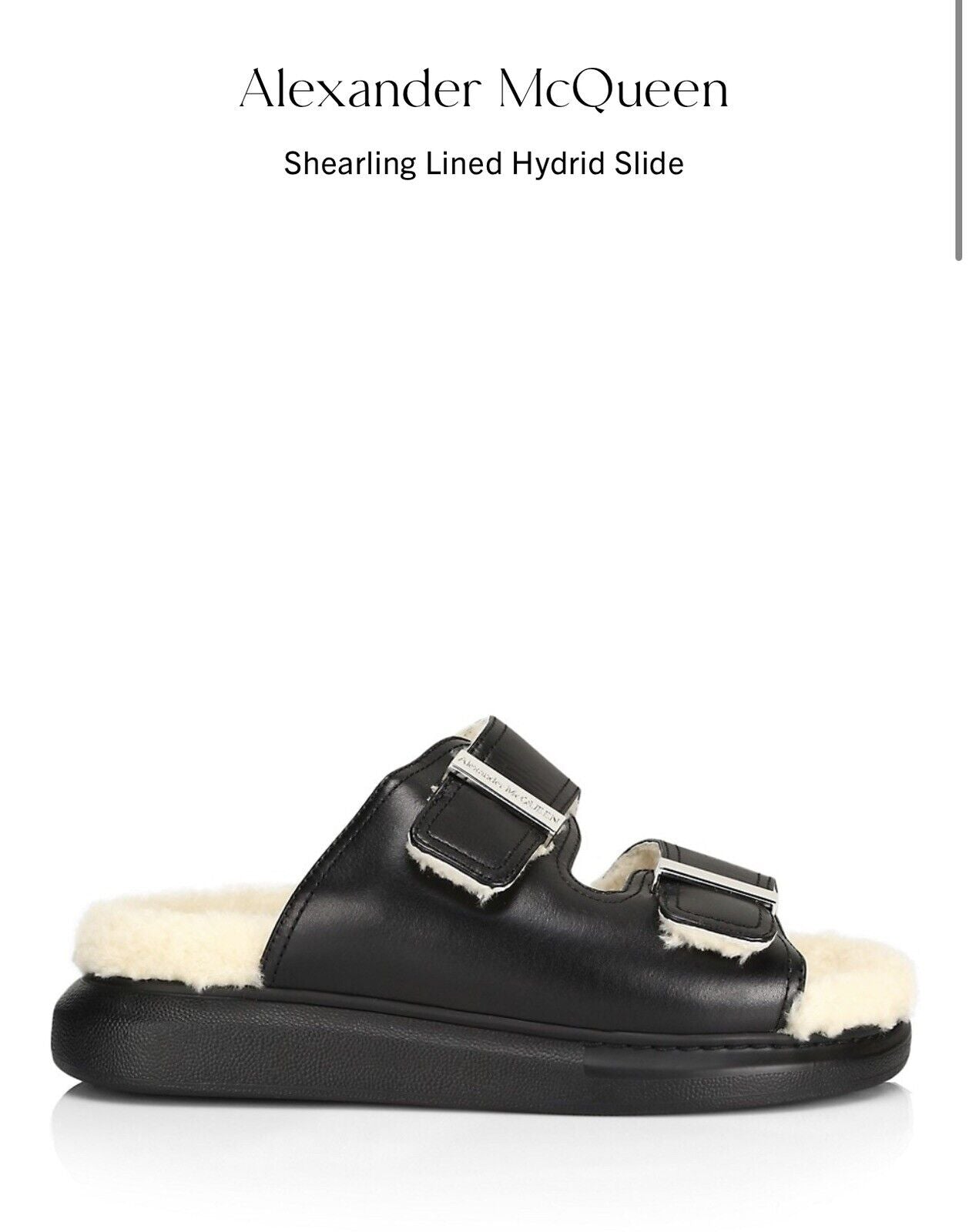 Alexander McQueen Shearling Lined Hybrid Slide  sz  43  US 10 Retail $730