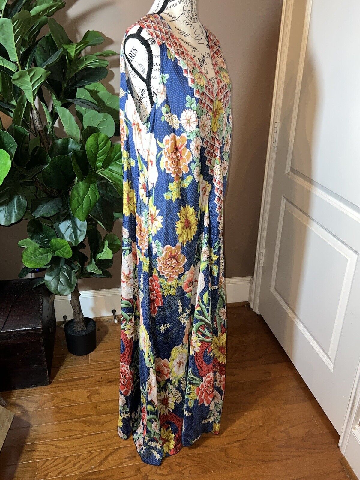 NEW Johnny Was 100% Silk Sz L Large Sleeveless Maxi Wrap Dress Long Flowy NWOT