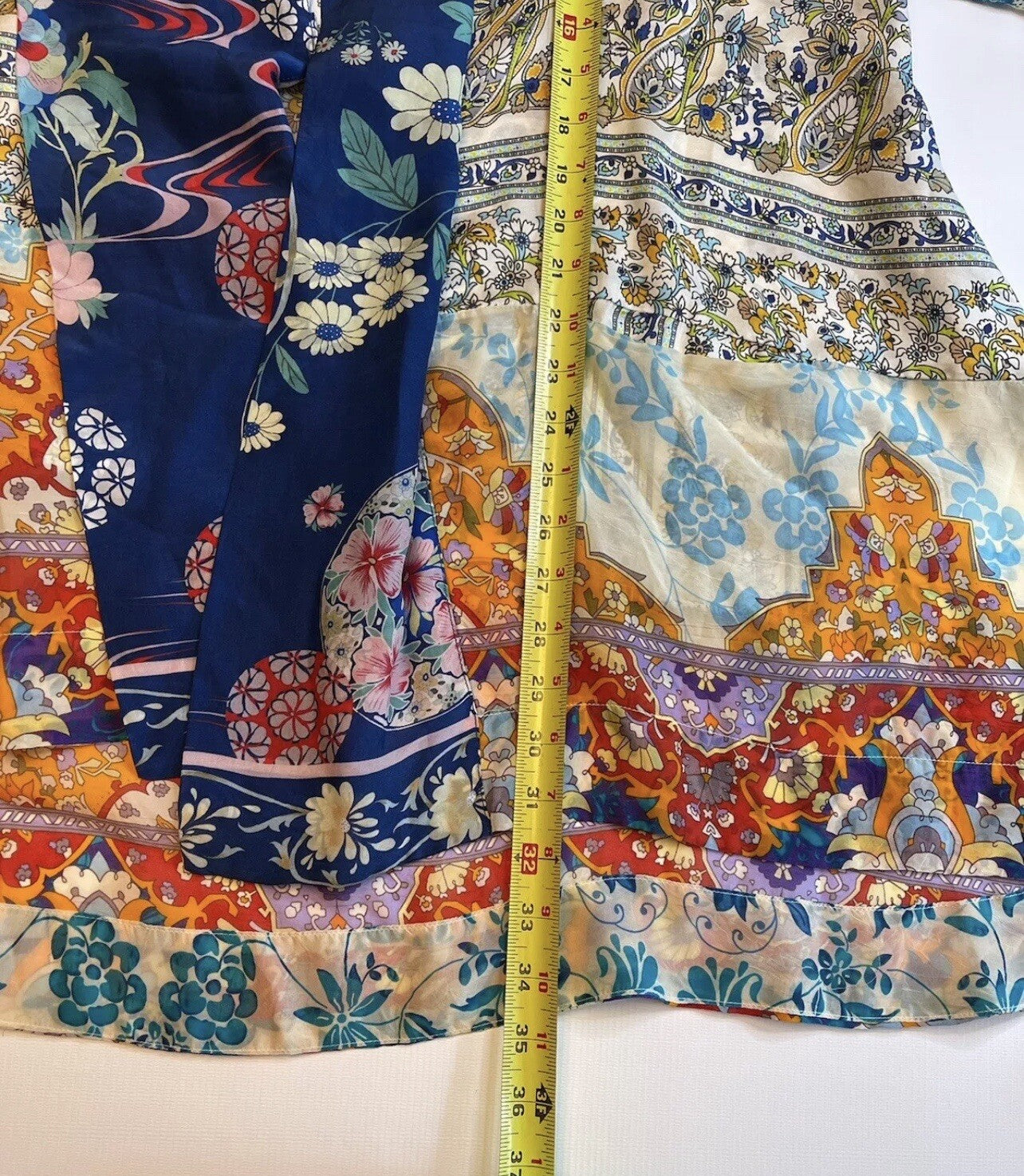 Johnny Was Pl Petite Large 100% Silk Kimono Wrap Jacket Cardigan FLAWS READ Johnny Was