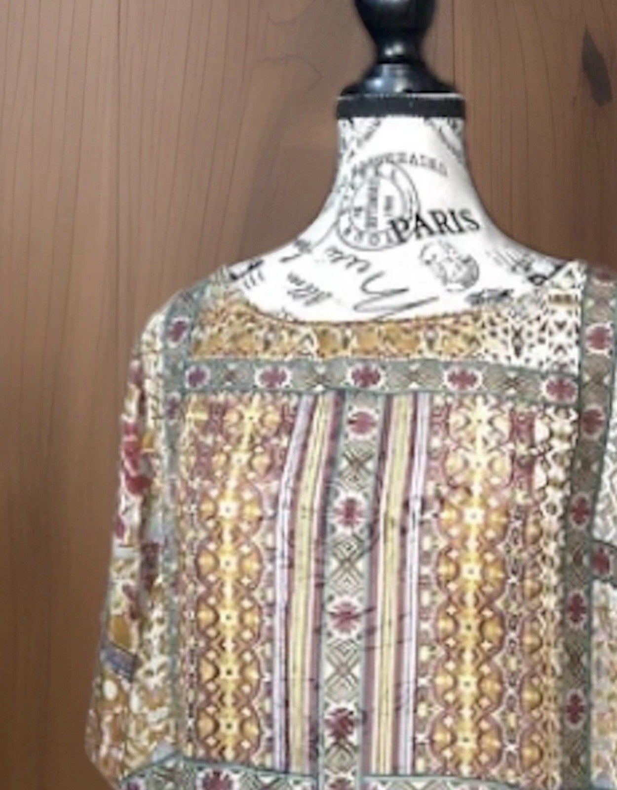 Johnny Was Burnout Silk & Velvet Patchwork Pattern Tunic Top Sz M Medium Johnny Was