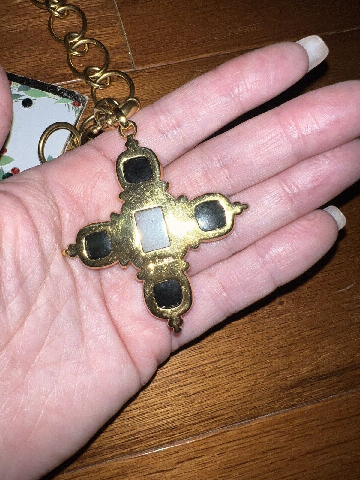 Julie Vos Large Statement Cross Long Necklace & Pendant W/ Gold Chain