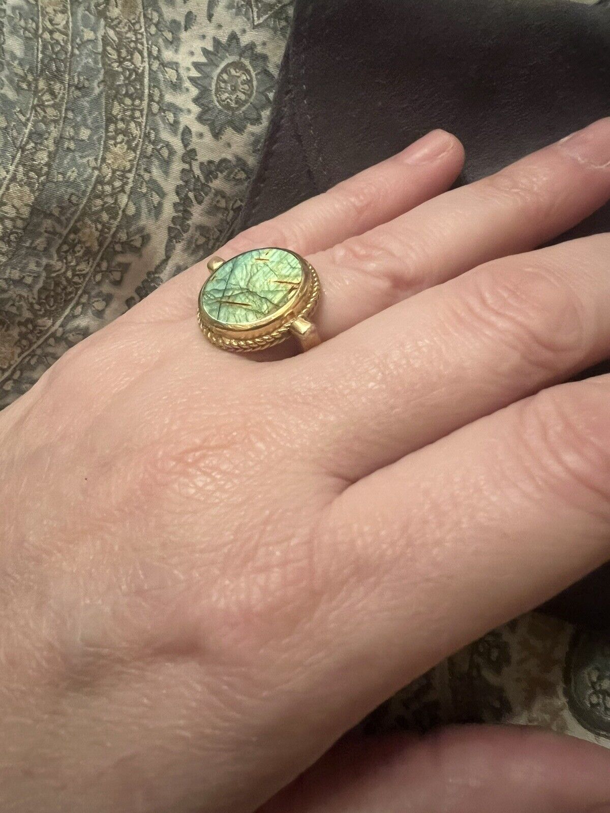 Julie Vos Coin Revolving Ring W/ Labradorite & Pegasus Two In One Sz 7 RARE