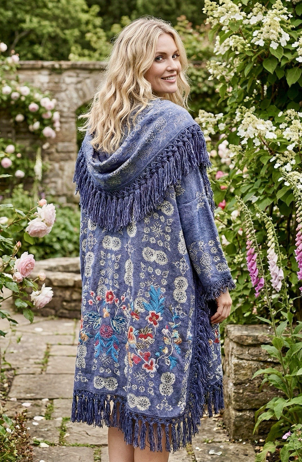 Johnny Was M Sweater Hoodie Coat Jacket Wrap Pockets Fringe Embroidered Johnny Was