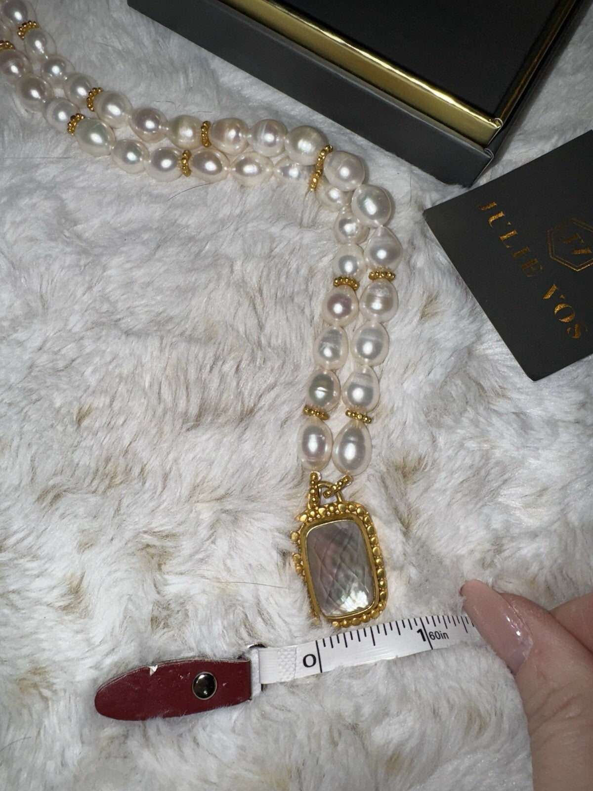 Julie Vos Freshwater Pearl & Clear Statement Necklace 24k Gold Plated Julie Vos