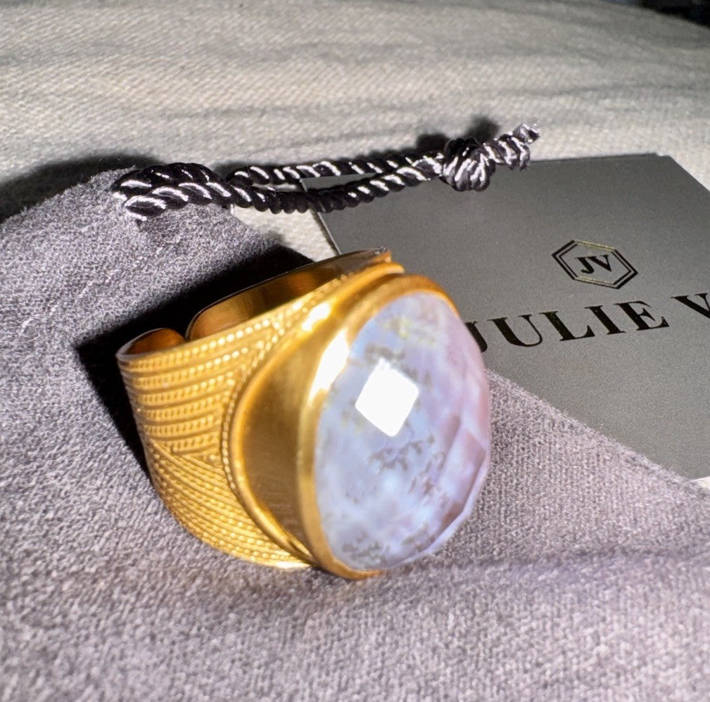 Julie Vos 8 Iridescent Heather Lavender Statement Ring ADJUSTABLE 24K Plated Julie Vos