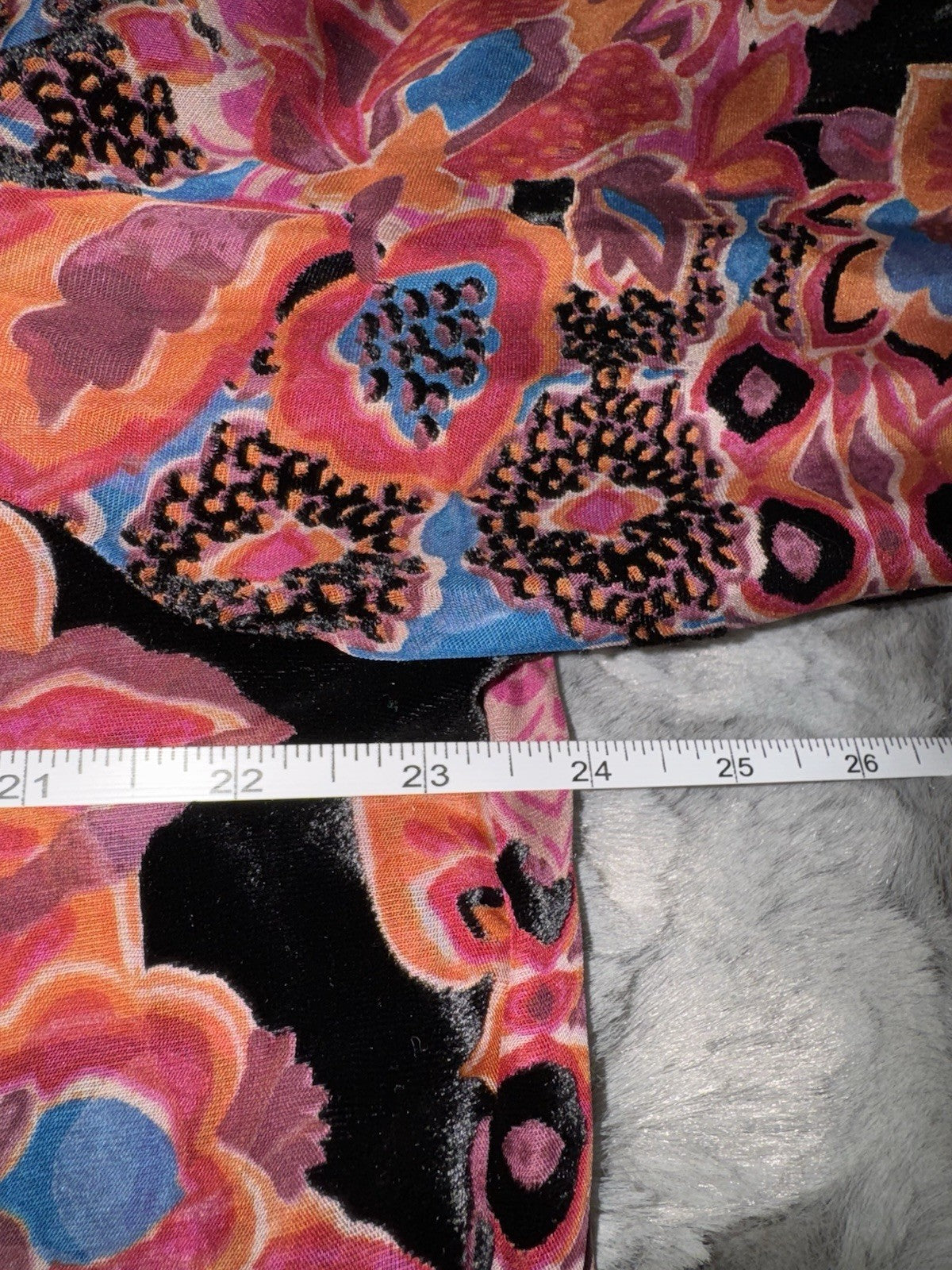 Johnny Was XXL Burnout Silk & Velvet Blouse Pink & Red Button Up Tunic Top BOHO Johnny Was