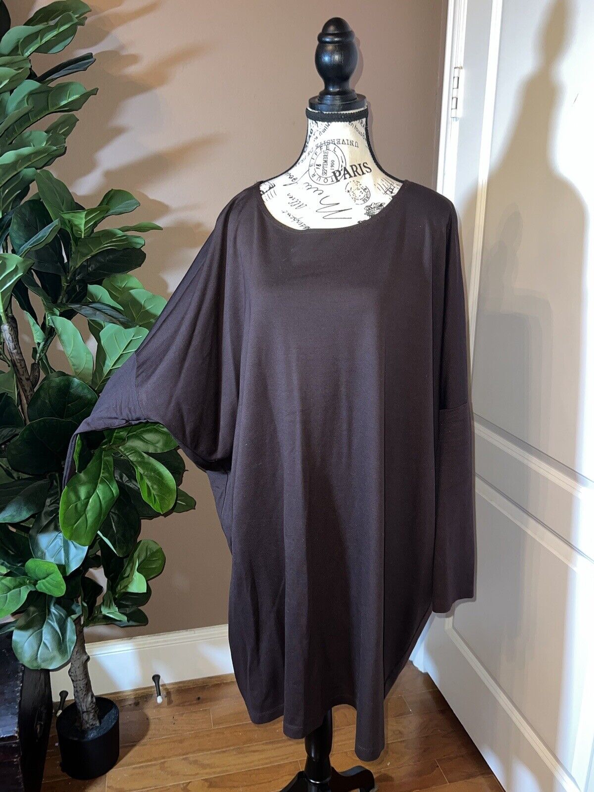 Bryn Walker Chocolate Brown Dolman Sleeve Tunic Top XL  MSRP $190