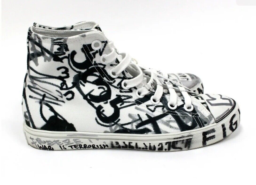 Size 39 VETEMENTS Anti-War Georgian Graffiti Hi Top Sneakers Authenticated USA