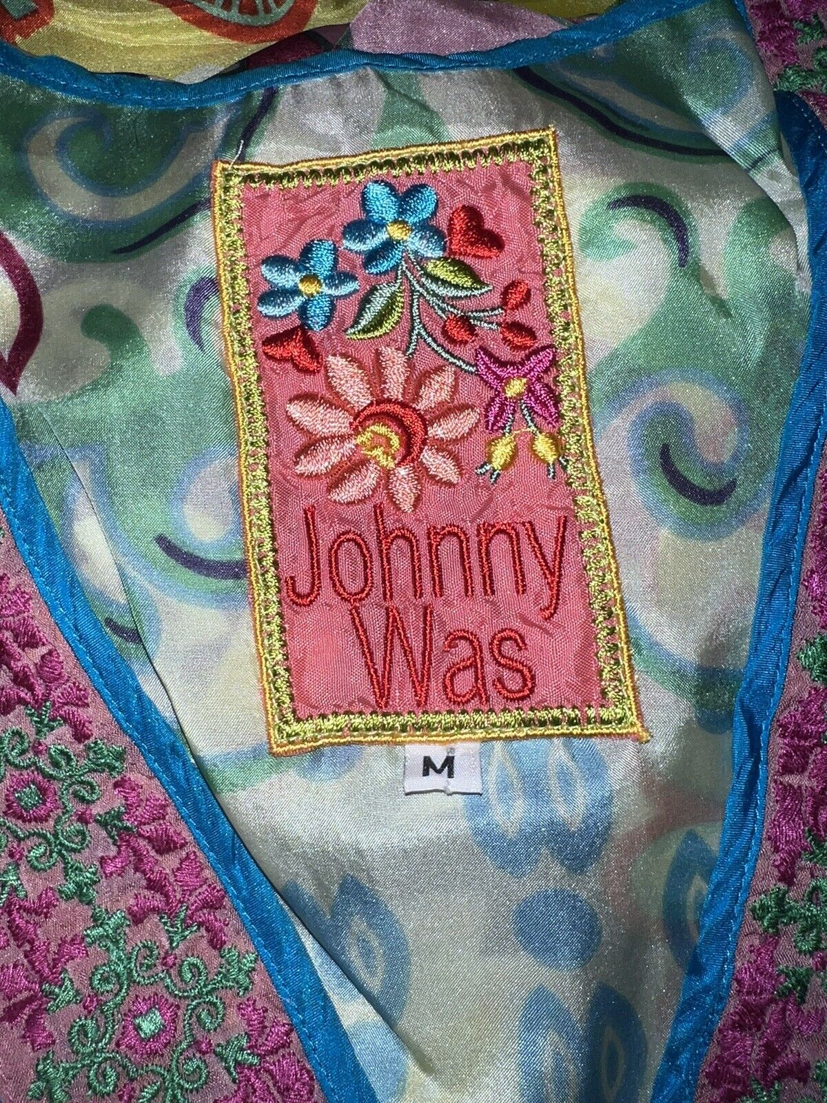 Johnny Was Tunic 100% Silk Gorgeous Colors  Sz M