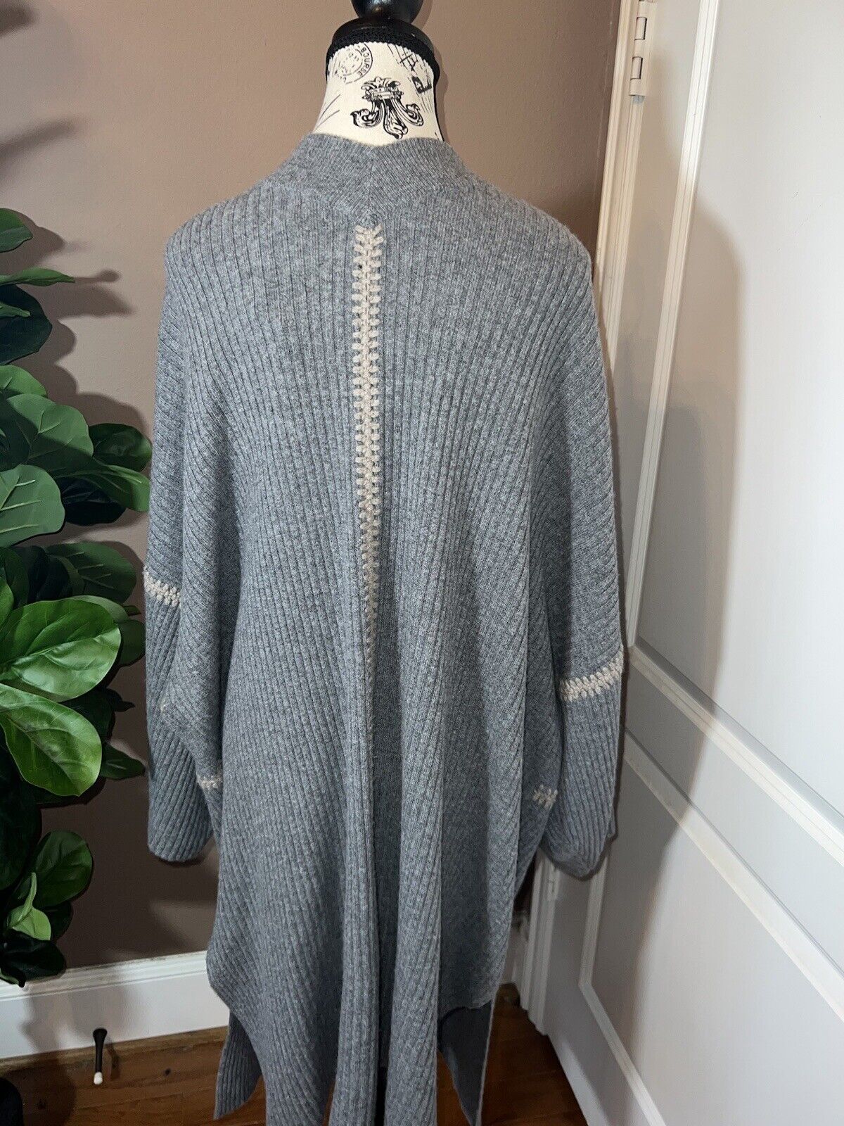 Johnny Was Soft Grey Cashmere Long Kimono Cardigan Wrap Duster L Large