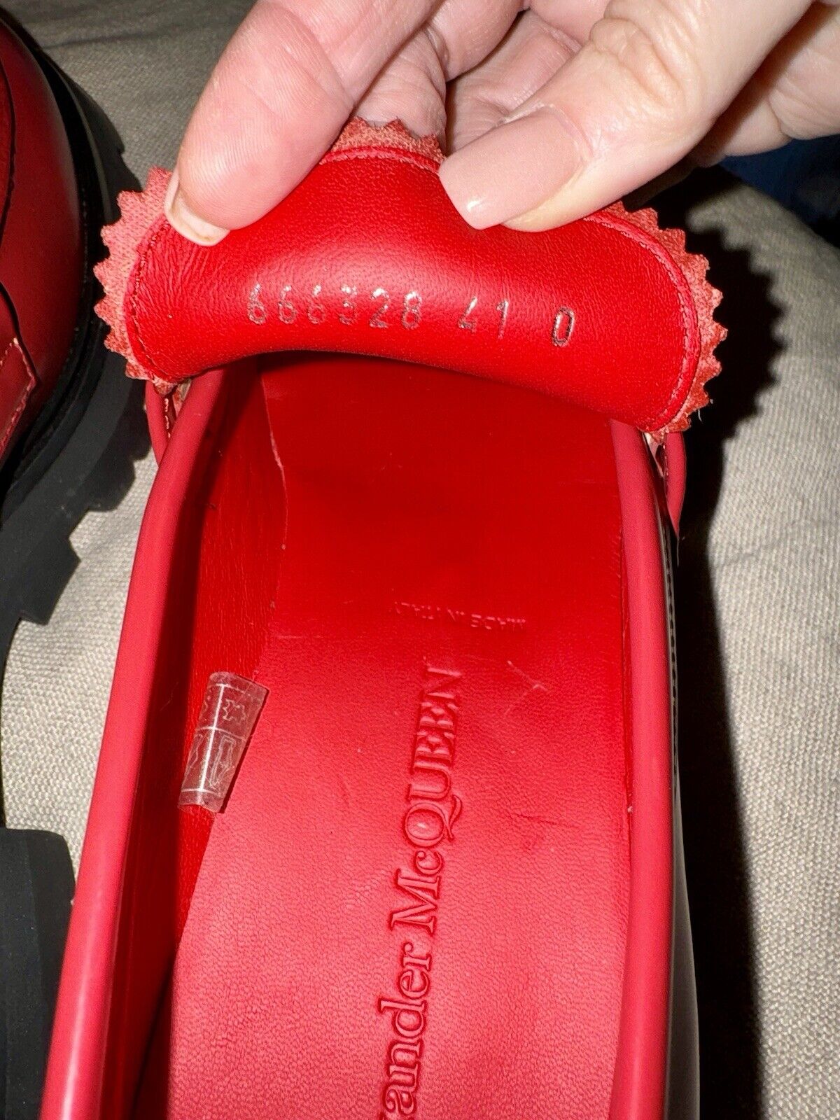 Alexander McQueen Wander Women's Red Leather Platform Loafer Shoes IT 41 / US 11