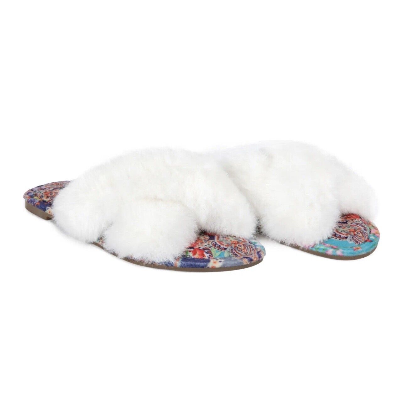 Johnny Was Indi X Faux Fur Slippers sz 6