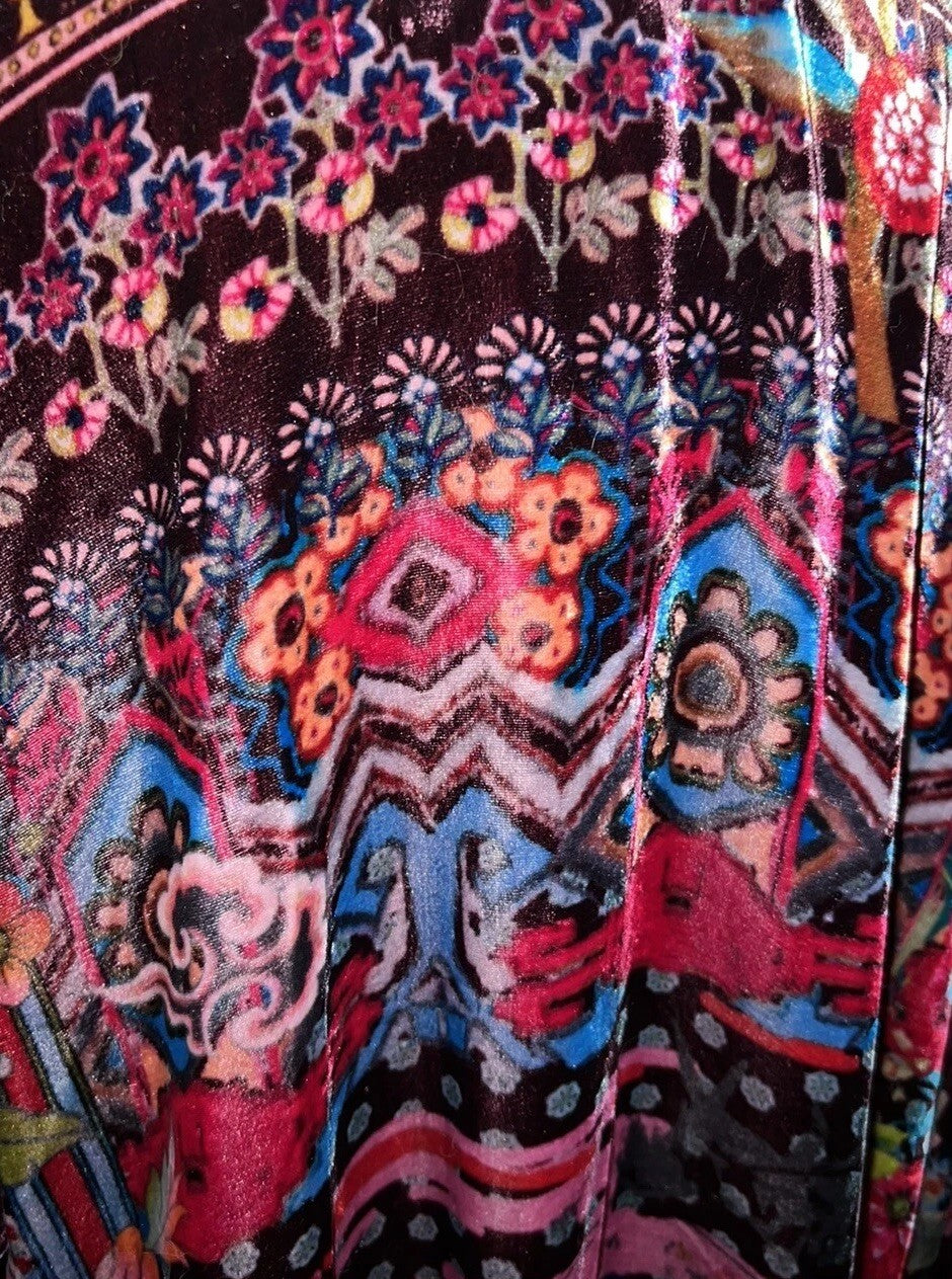 Johnny Was XXL Plus Velvet Kimono Wrap Jacket Duster Rich Colors BOHO Johnny Was